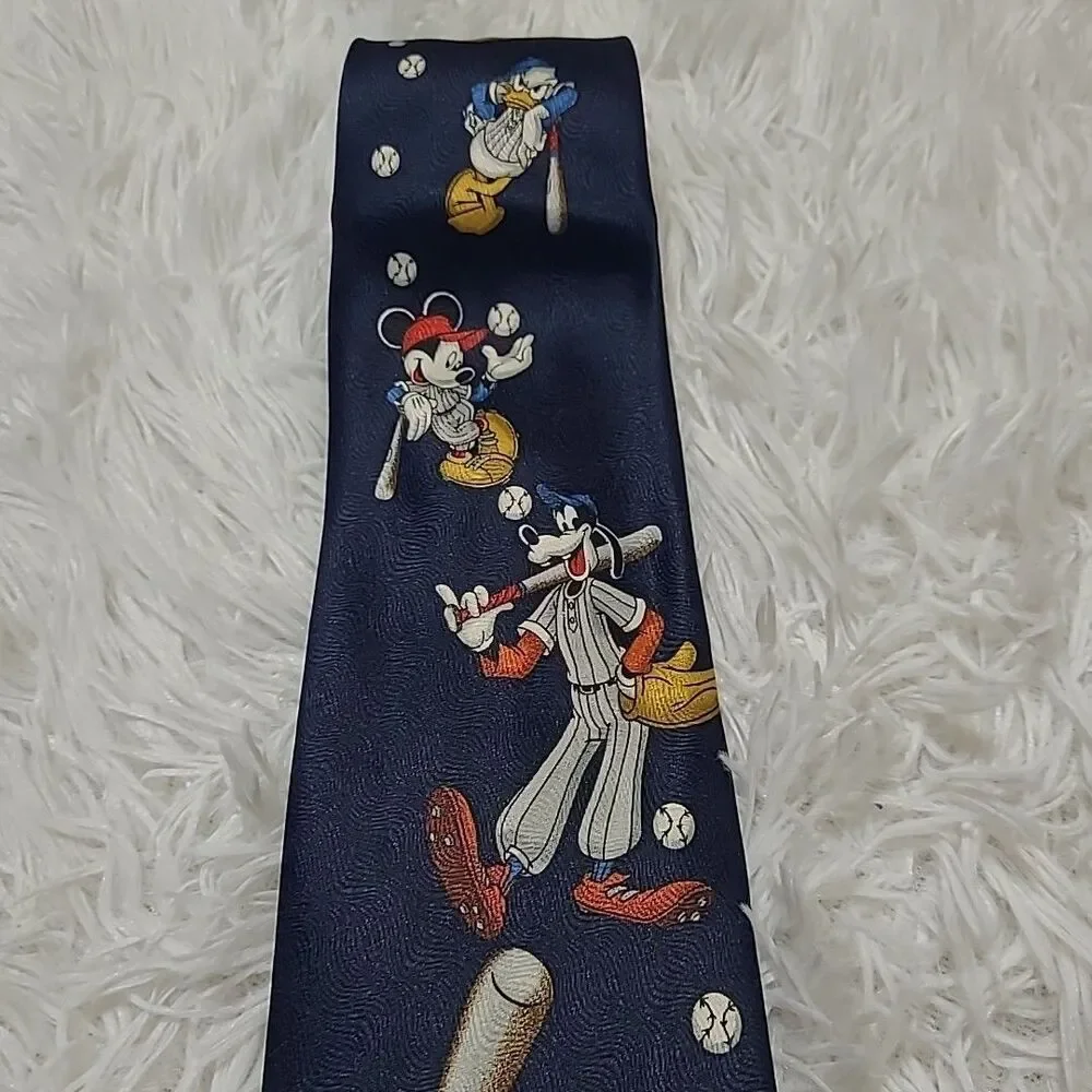 Vintage Disney Unlimited Tie Mickey Goofy Donald Baseball Teacher Coach